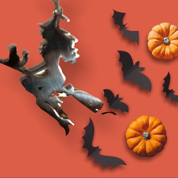 Vintage Witch Broom Cat Stainless Steel Necklace - Picture 5 of 16